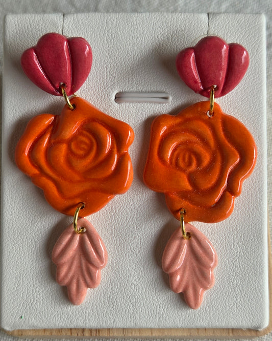 Aros rosas 3 piezas naranja L