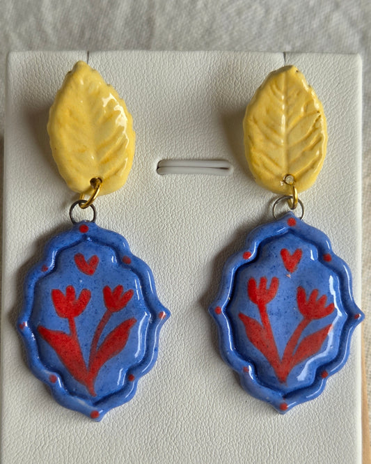 Aros 2 piezas ilustradas azul amarillo M