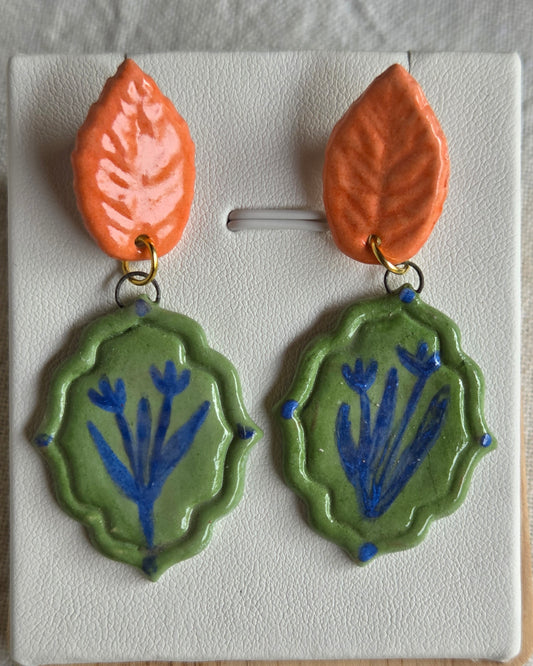 Aros 2 piezas ilustradas verde coral M