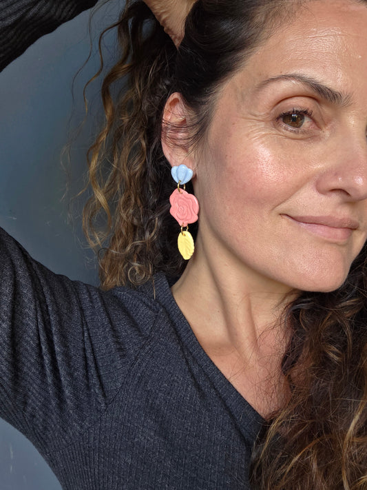 Aros rosas 3 piezas coral L