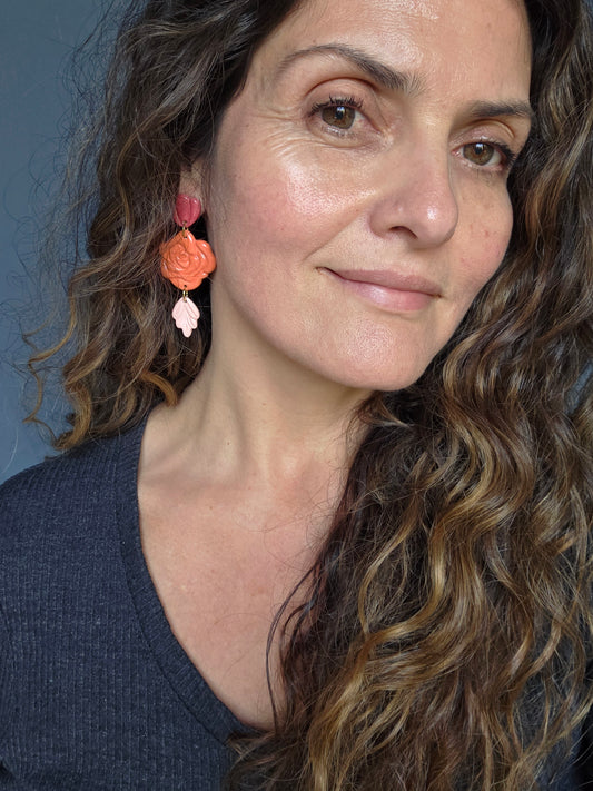 Aros rosas 3 piezas naranja L