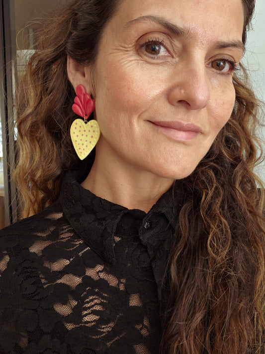 Aros sagrado corazón amarillo XL