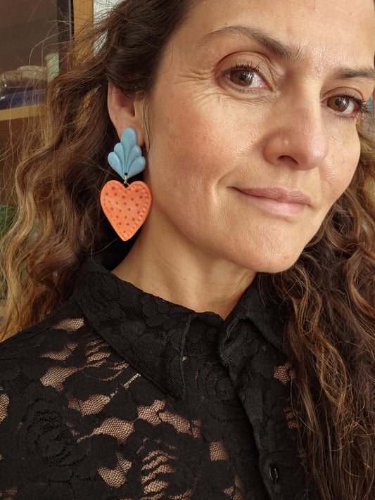 Aros sagrado corazón coral XL