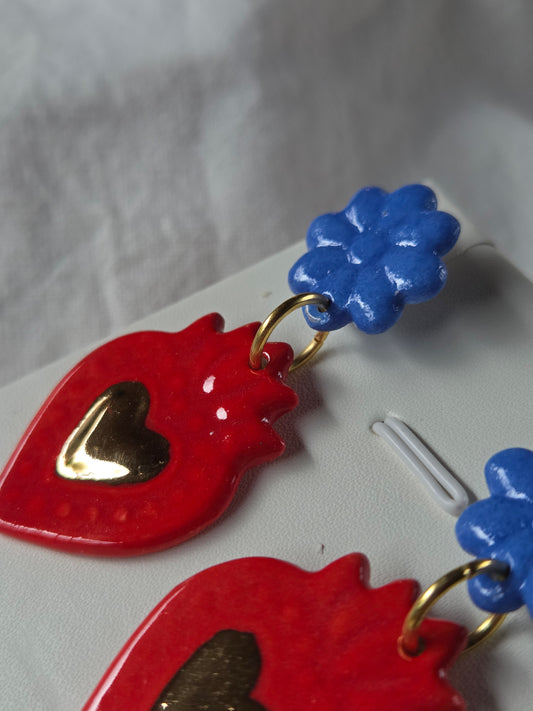 Sagrado corazón rojo/azul y oro L
