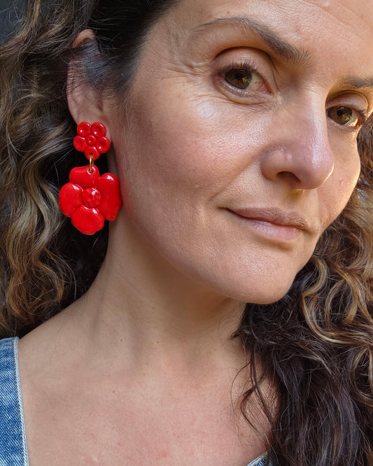 Aros flores XL rojos