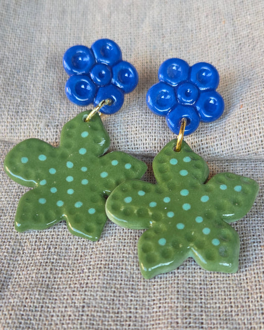 Aros flores con puntos verdes L