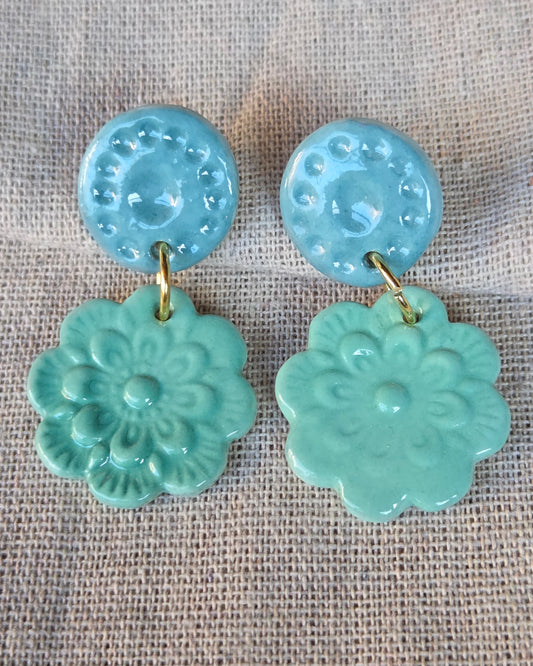 Aros textura 2 piezas turquesa M