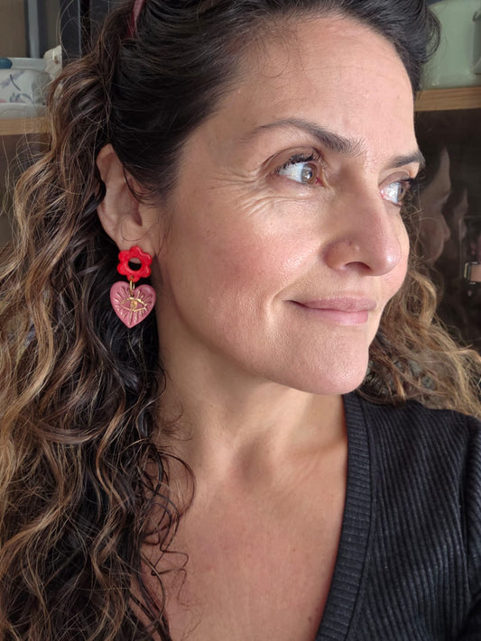 Aros magenta y rojo M 2 piezas