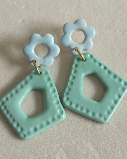 Aros vintage turquesa 2 piezas M+