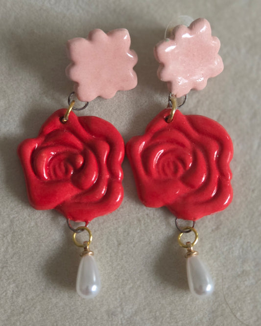 Aros rosas rojo 3 piezas L