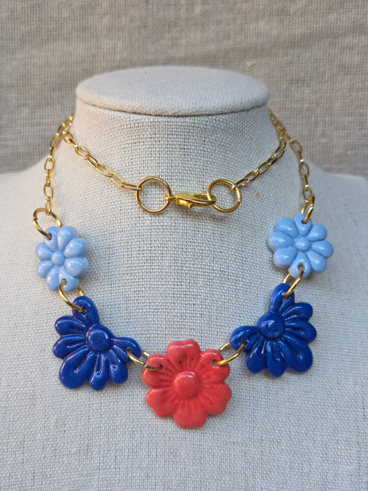 Collar 5 flores de colores