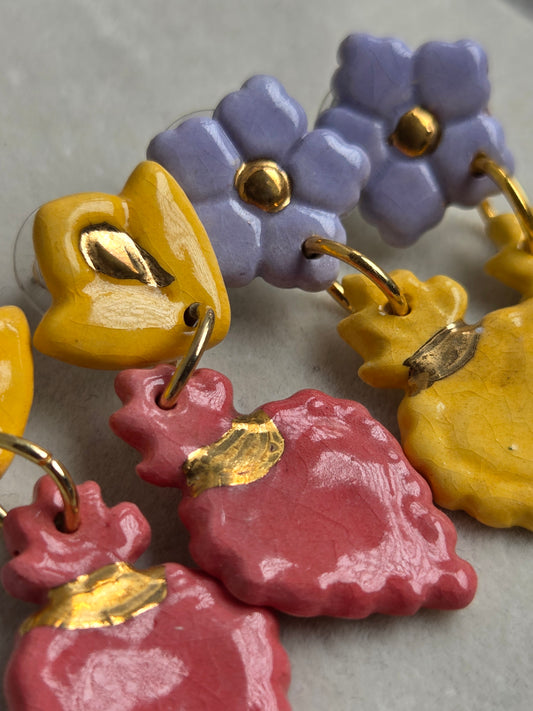 Aros sagrado corazón tonos pastel y oro