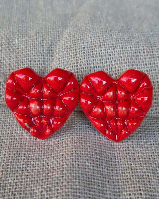 Aros corazones rojos S