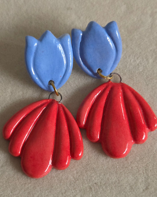 Aros rojo celeste 2 piezas M