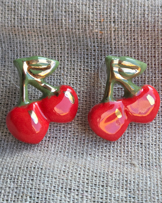 Aros 1 pieza cerezas S + lustre de oro