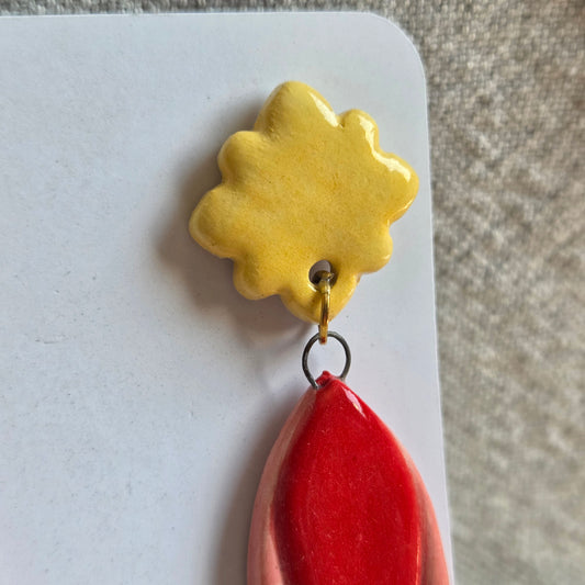 Aros 2 piezas amarillo y rojo