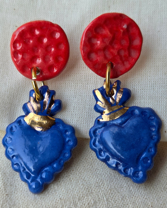 Aros corazón con oro M 2 piezas