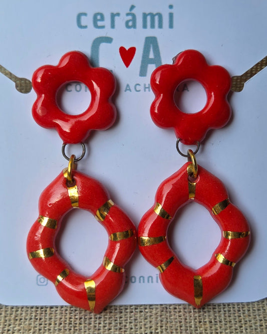 Aros rojos y oro  L