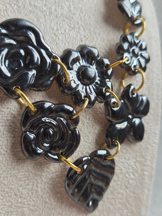 Collar ROSALÍA 10 piezas en esmalte negro tornasol