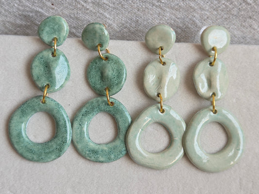 Aros pétalos y círculos L turquesa agua