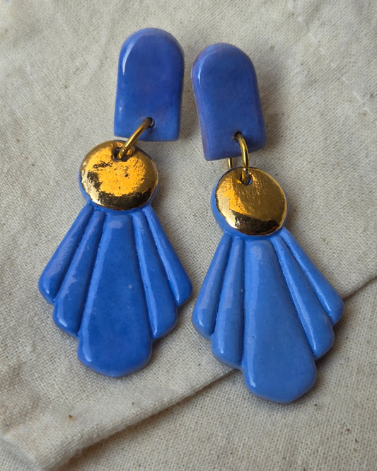 Aros art deco azulino lustre de oro L