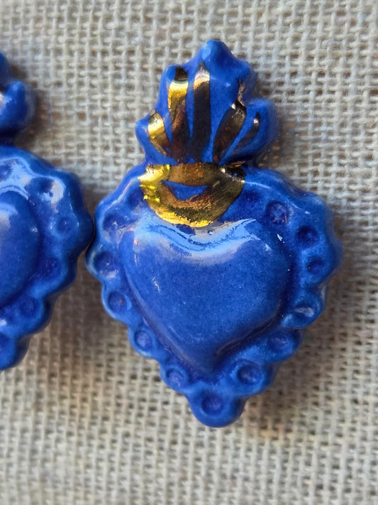 Aros corazón 1 pieza con oro azul