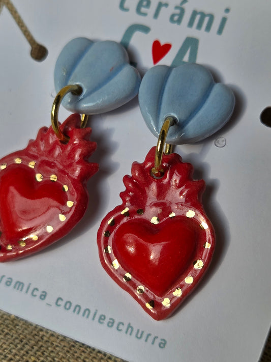 Aros corazón oro 2 piezas M