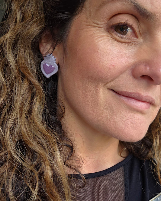 Aros 1 pieza S corazón violeta