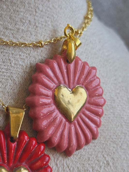 Medallas/ amuletos corazón de los rayos con oro y cadena