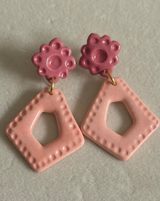 Aros vintage rosado 2 piezas M+