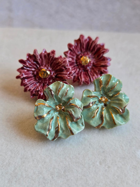 Aros flores 1 pieza y oro