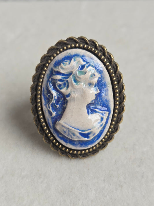 Anillos vintage ajustables plateados en tonos azules y verdes