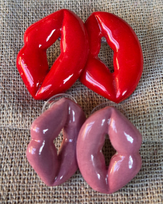 Aros labios rosados 1 pieza XS