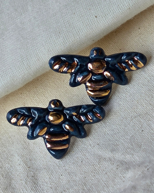 Aros 1 pieza abejas azul marino S + lustre de oro