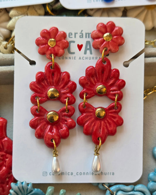 Aros Queen rojo + oro