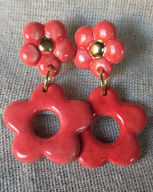 Aros flor y lustre de oro L