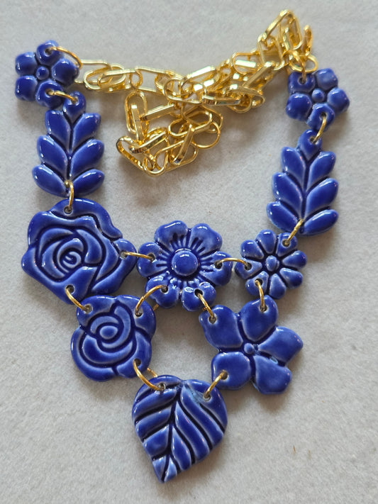 Collar ROSALÍA 10 piezas en esmalte azul brillante