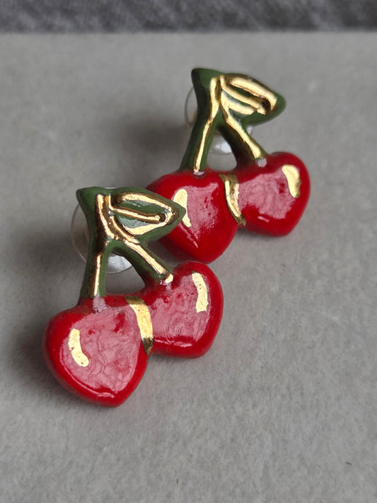 Aros 1 pieza cerezas S + lustre de oro