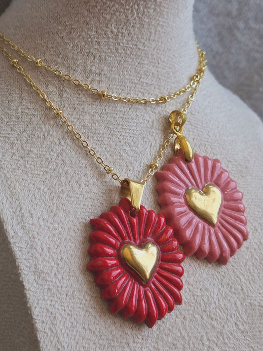 Medallas/ amuletos corazón de los rayos con oro y cadena