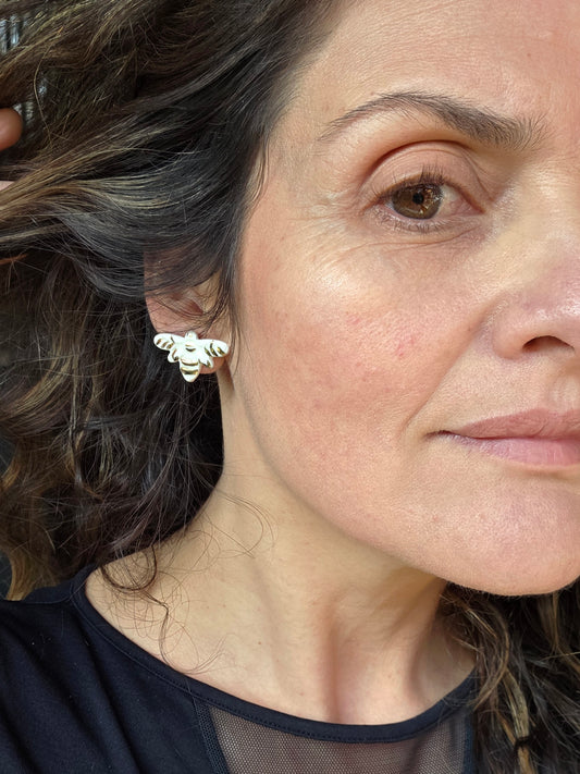 Aros 1 pieza abejas blancas S + lustre de oro