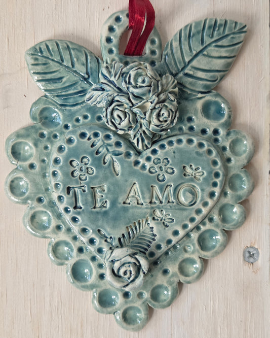 TE AMO azul desgastado