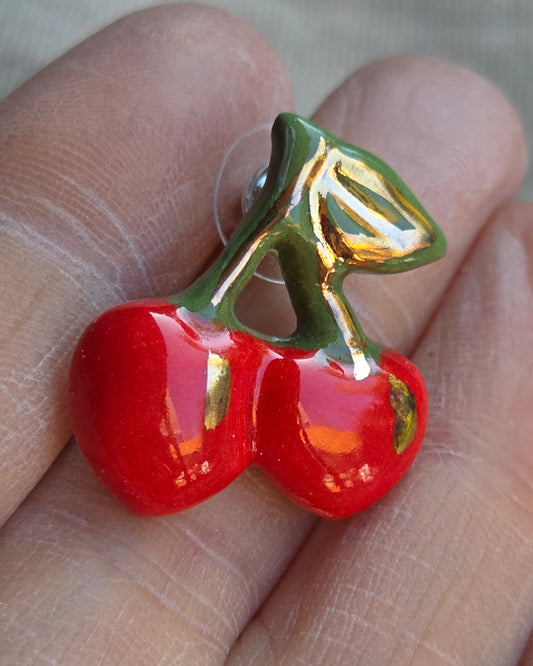 Aros 1 pieza cerezas S + lustre de oro