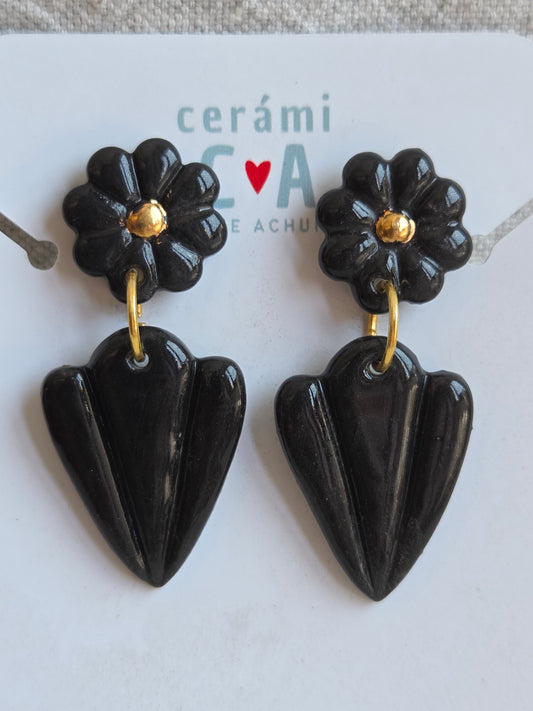 Aros 2 piezas con oro negros