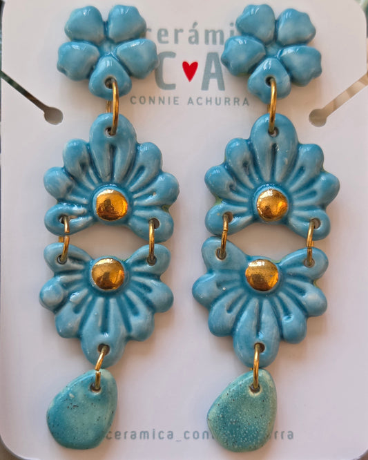 Aros Queen turquesa + oro