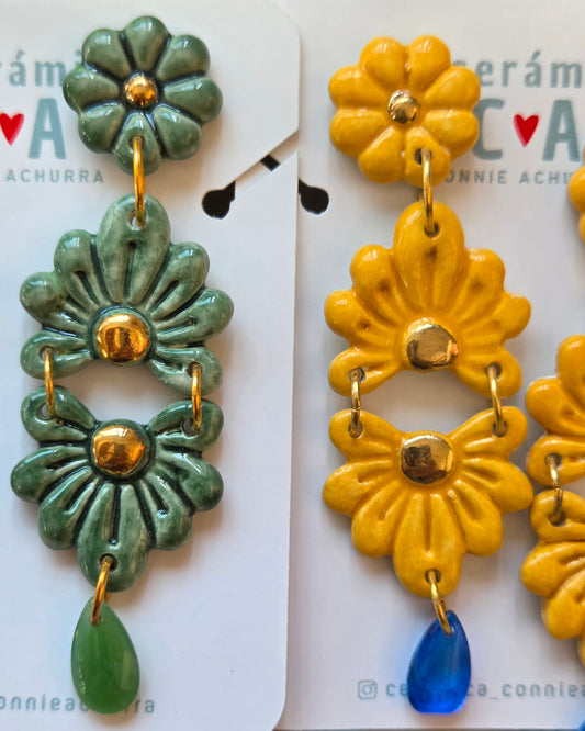 Aros Queen turquesa + oro