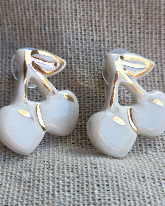 Aros 1 pieza cerezas blancas S + lustre de oro