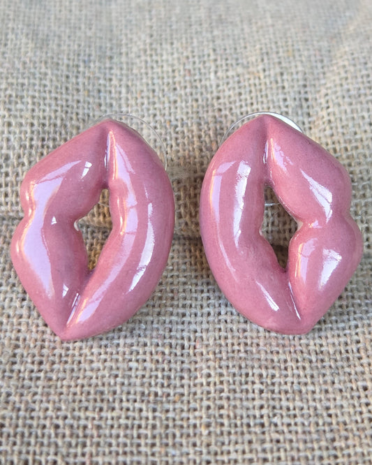 Aros labios rosados 1 pieza XS