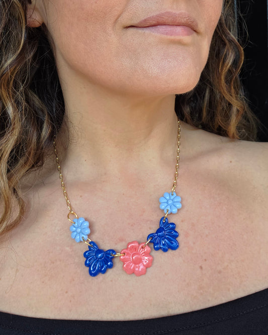 Collar 5 flores de colores