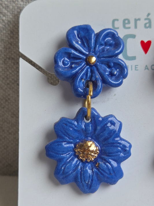 Aros 2 piezas con oro azulino