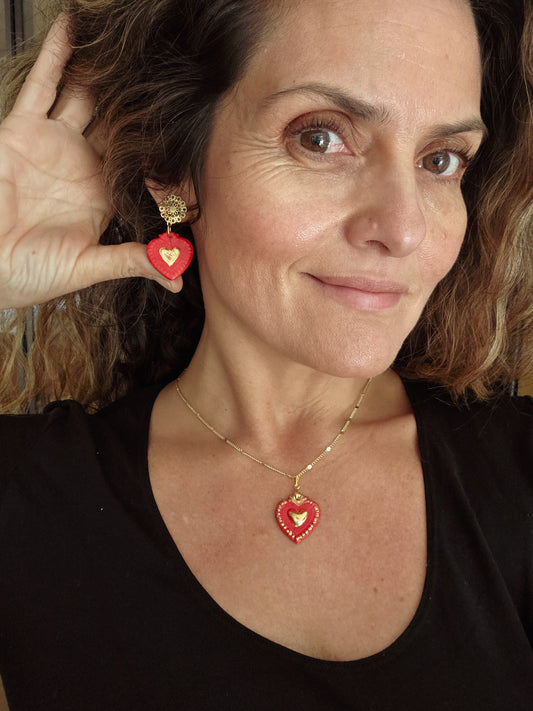 Sagrado corazón rojo y dorado set 2